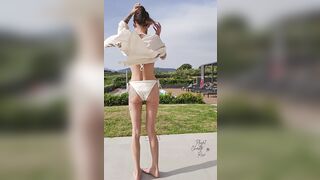 Strip tease in the Greek sunshine with Playful Charlotte Rose