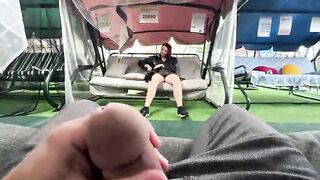 This chick shows a pink pussy in the store. And then got a creampie with eating cum