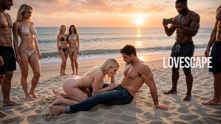 Blonde Sucks Schlong On The Beach (AI)