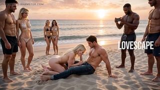 Blonde Sucks Schlong On The Beach (AI)