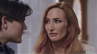 Teen Tyler Cruise helps out his busty neighbor Sophia Locke.The big titties milf sobs when they talk about the loss of her husband and he makes his move