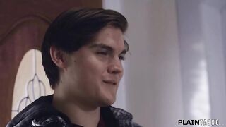 Teen Tyler Cruise helps out his busty neighbor Sophia Locke.The big titties milf sobs when they talk about the loss of her husband and he makes his move