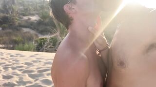 Hiding at first, then exposing ourselves in nature's garb and cumming on a Spanish beach