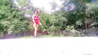 MOTORCYLE FEMALE Teasing In Public Doing Yoga Stretching And More Park