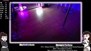 Raver girl Black light livestream: poldancesing, bodywrighting, sex-toy fellatio, and cum play highlights