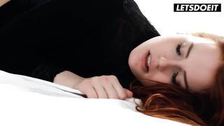 Skinny Redhead in Heels Gets Her Throat Grabbed While He Fucks Her