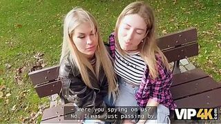 VIP4K. Hunter pick up and fucked the lesbos. Compilation POV movie