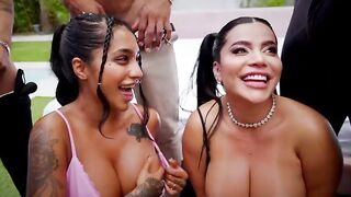GROUP-SEX SARA RETALI AND YASMINA KHAN ARE BANGED IN A ROW BY 7 CHAPS!