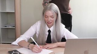 Strict Teacher Sam Garro Fucks His Sexy Student Ashby Winter on the Desk