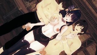【Genshin Impact Raiden Shogun #03】group-sex 3D Anime Animation.(Fingering,handjob,blow job,sex)