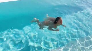Glamorous Monika Fox Swims Naked in Pool in Marvelous Place!