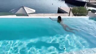 Glamorous Monika Fox Swims Naked in Pool in Marvelous Place!