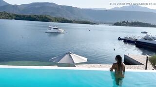 Glamorous Monika Fox Swims Naked in Pool in Marvelous Place!