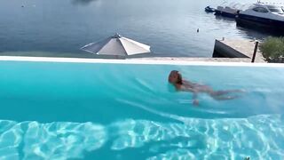 Glamorous Monika Fox Swims Naked in Pool in Marvelous Place!