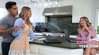 Teen And MILF Ride Lucky Stepson Whilst Planning Stepdads Party!