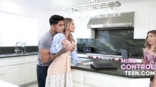 Teen And MILF Ride Lucky Stepson Whilst Planning Stepdads Party!