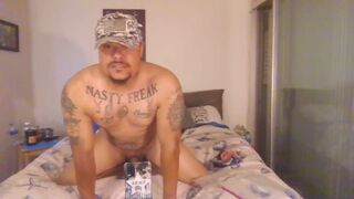 Sexy army man twerking bouncing on sex toy and cumming on underclothing part 7 ( Fan requested)