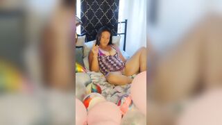 Lewd MILF Taking Off Her Mini Suit and Teases With Panties and Shows Her Nipples (Balloon Fetish)