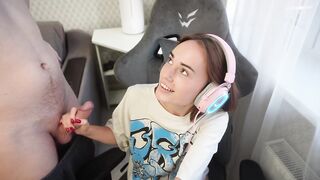 A female gamer received oral-sex and rough sex instead of playing.