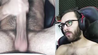 Look at those eyes! Homo Argentinian masturbating and ejaculating a giant load, bushy amateur