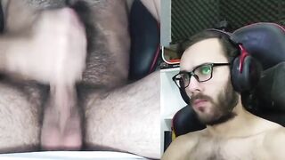 Look at those eyes! Homo Argentinian masturbating and ejaculating a giant load, bushy amateur