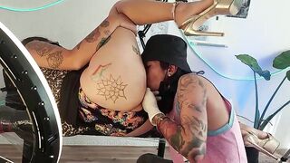 Dissolute tattoo artist licks his clients' vaginas