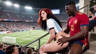 WOW Sexy! (( " SPAIN fuck ARGENTINA " )) Final World Cup... in Public! Who wins? Answer in the comments! "Interracial"(IA)