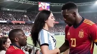 WOW Sexy! (( " SPAIN fuck ARGENTINA " )) Final World Cup... in Public! Who wins? Answer in the comments! "Interracial"(IA)