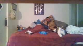 Couple smokin' and cuddling