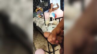I let pervert masturbate to me while I let him see up my skirt and pop balloons with my cigarettes