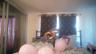 Balloon Popping MILF Gets Lascivious During the time that Popping Balloons and Gets Stripped and Plays Around