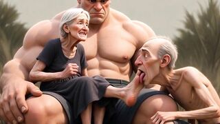 Pathetic Cuckold Licks His Wife's Toes While This sweetheart's in Bull's Arms - Foot Worship Humiliation