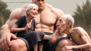Pathetic Cuckold Licks His Wife's Toes While This sweetheart's in Bull's Arms - Foot Worship Humiliation