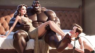 Married Thrall Licks Wife's Immodest Feet in Front of Her - Foot Worship