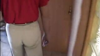 Blonde wench rides her chap's rod in close up action