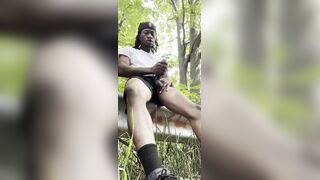 Big knob busting in public outside