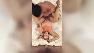 Hot Latino and white milf making love moaning loud and talking filthy while having multiple body shaking orgasms