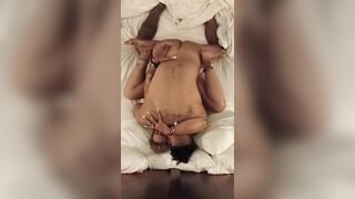 Hot Latino and white milf making love moaning loud and talking filthy while having multiple body shaking orgasms