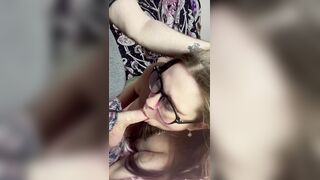 Corpulent Girl Wearing Glasses Gives Oral pleasure Cumshot Into Mouth