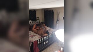 Sexy Couple Screwing In The Bedroom For A Quickie Until They Cum Together (Gal Moaning)