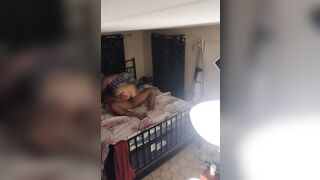 Sexy Couple Screwing In The Bedroom For A Quickie Until They Cum Together (Gal Moaning)