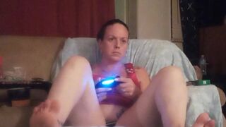 Pretty angel smokin' cigarette and playing episode games, while I film up her mini dress