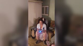 Marvelous white cutie in bra and panties playing movie scenes games gets slutty and desires sex