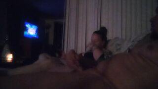 Jerking Off To My Roommate Whilst She Is Playing Movie scene Games In Her Black Panties