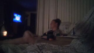 Jerking Off To My Roommate Whilst She Is Playing Movie scene Games In Her Black Panties