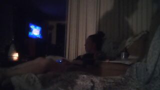 Jerking Off To My Roommate Whilst She Is Playing Movie scene Games In Her Black Panties