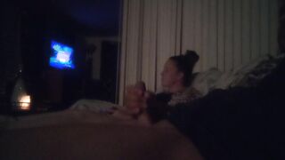 Jerking Off To My Roommate Whilst She Is Playing Movie scene Games In Her Black Panties