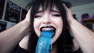 A I Alt Goth Sucks Her Sex-toy In Her Bedroom