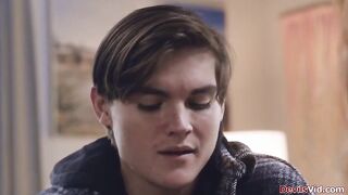 Big bazookas milf Sophia Locke just got widowed and then here she's sucking and deepthroating her neighbors stepsons big dick and getting creampied.