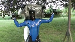 Young Rubber Whore Girl Outdoor Bondage And Breath Control With Latex Sheet Femdom Lesbian Mistress